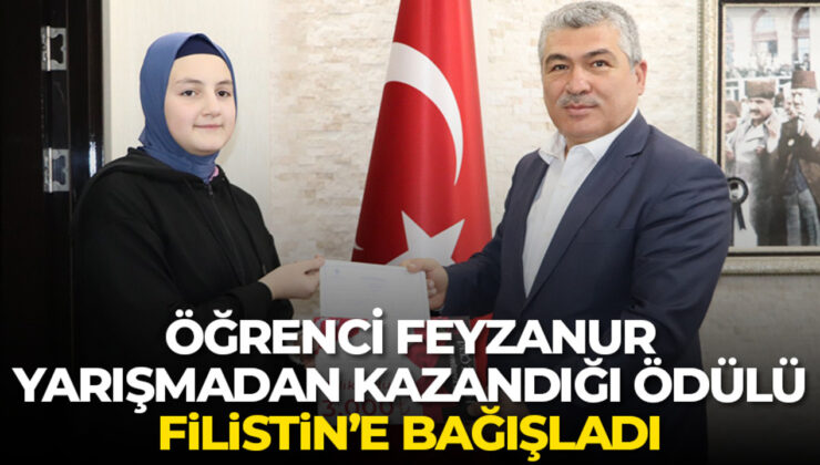 Öğrenci Feyzanur, yarışmadan kazandığı ödülü Filistin’e bağışladı