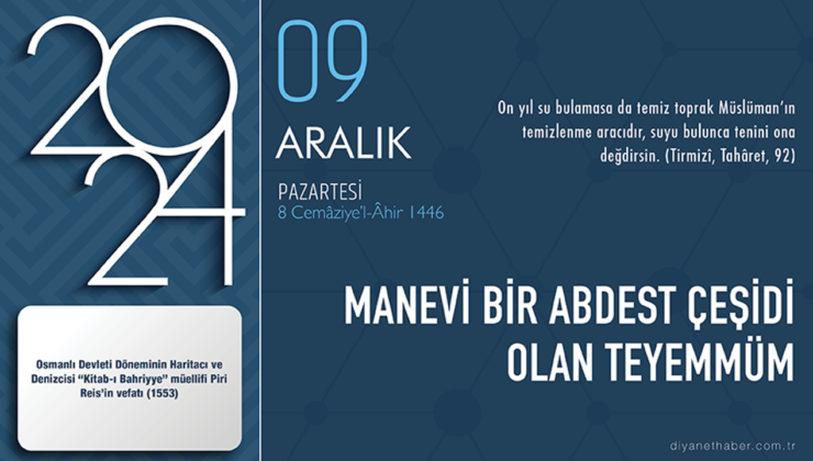 Manevi bir abdest çeşidi olan teyemmüm