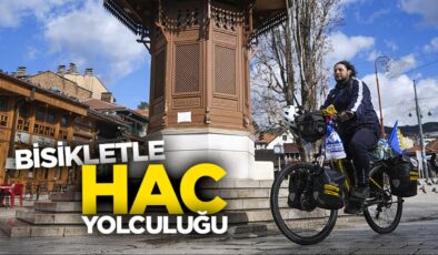 Almanya’dan bisikletle yola çıkan Türk genci hac yolculuğunda