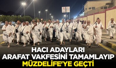 Hacı adayları Arafat vakfesini tamamlayıp Müzdelife’ye geçti