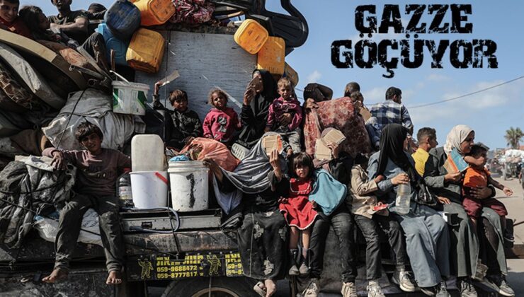 Katil İsrail’in saldırıları nedeniyle Gazze’de zorunlu göç sürüyor