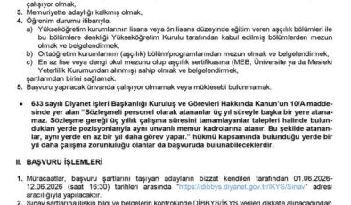 2026 Yılı Aşçı Alım (Kurumiçi) Sınavı Duyurusu